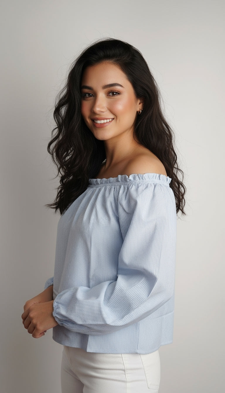 Blusa celeste encaje / ANB03