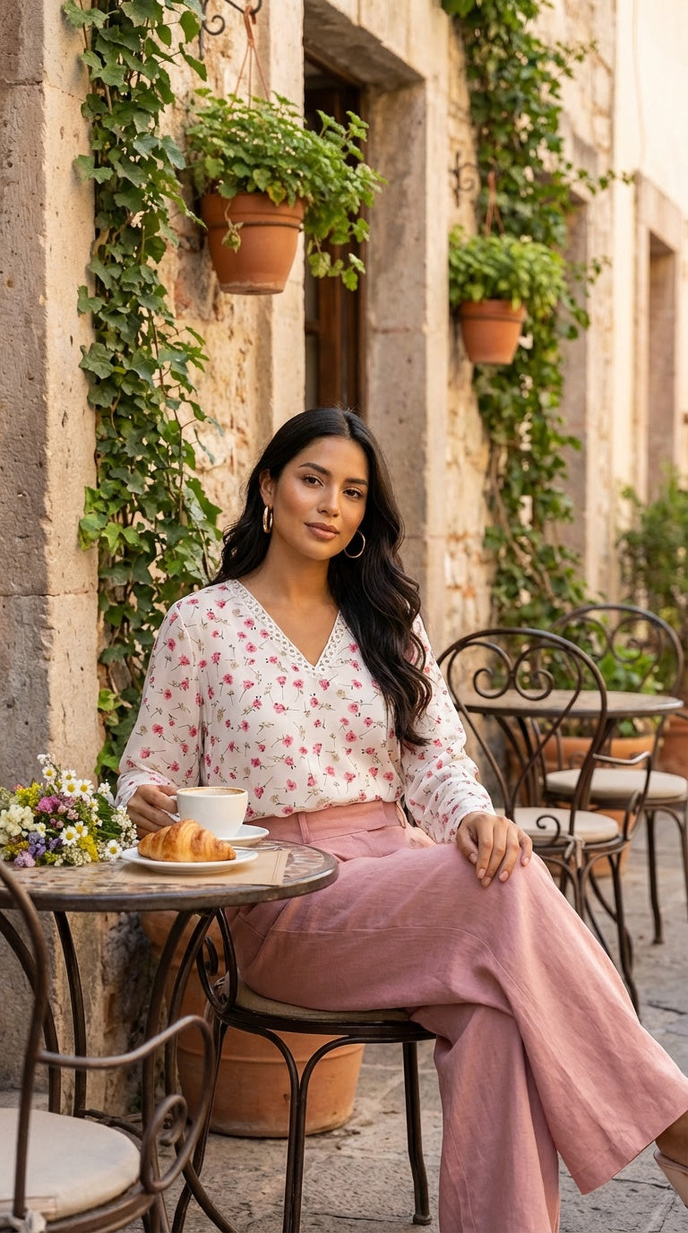 Blusa blanca floral delicada / L48A