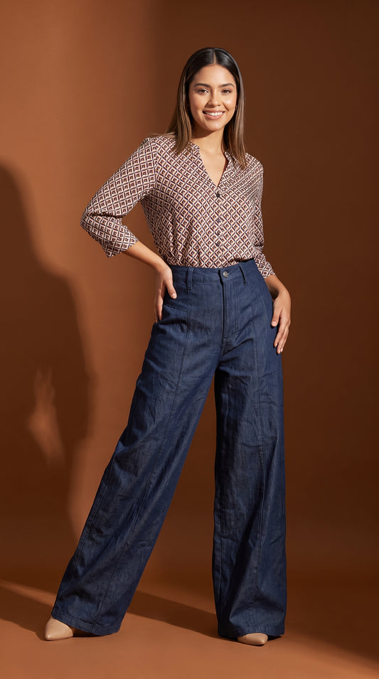 Pantalón Denim Oscuro Palazzo / ANE1001-52