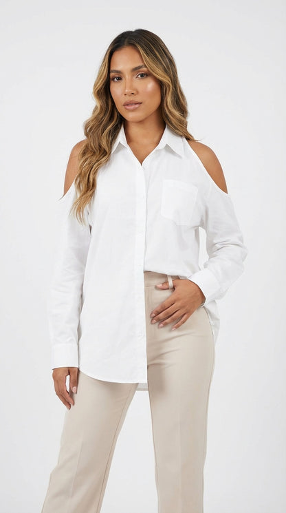 Blusa blanca hombros descubiertos / L20A