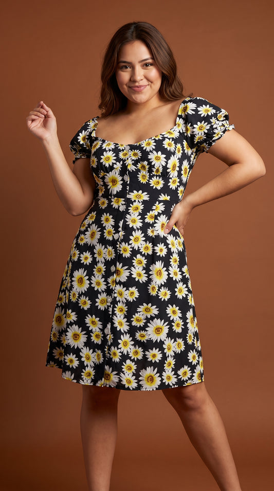 Vestido Midi Floral con Volantes / ANU79