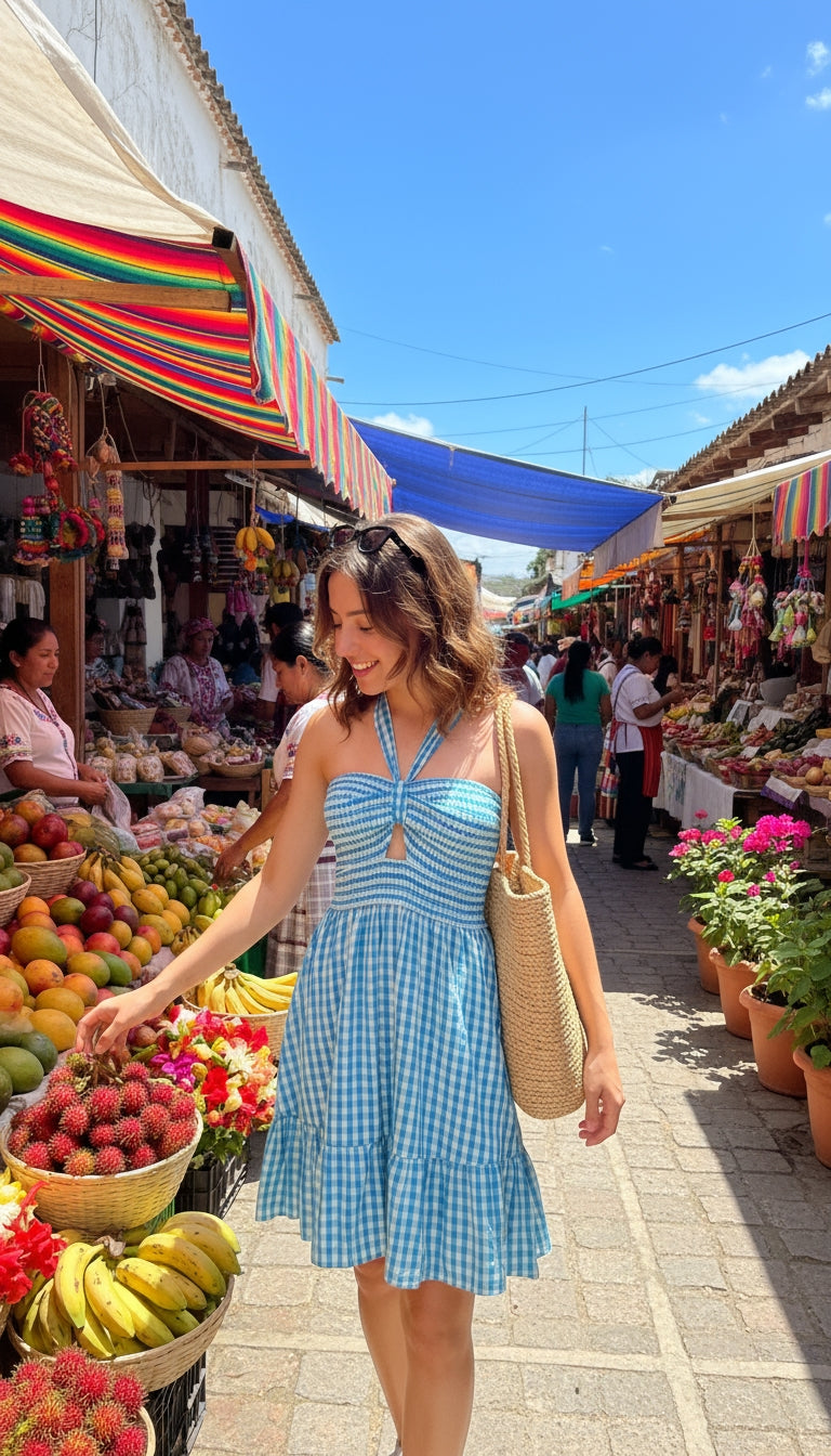 Vestido Azul cuadros/  /ANV10