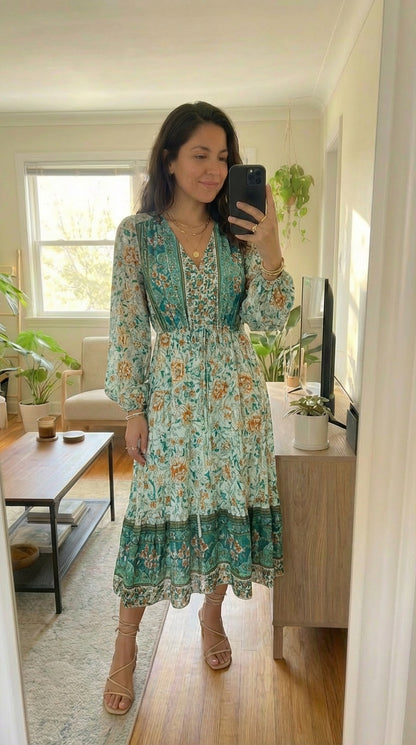 Vestido corto verde bohemio / ANV56