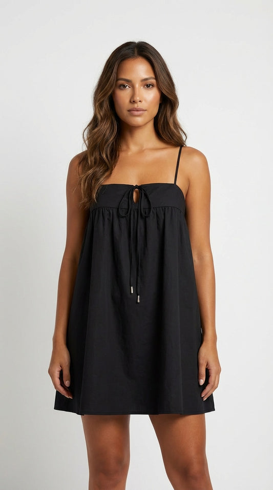 Vestido negro corto suelto / L29A