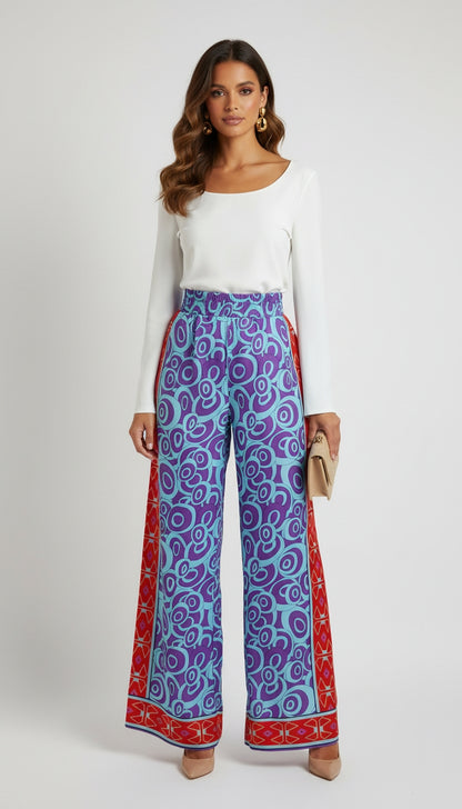 Pantalón azul estampado boho / ANE1001-21