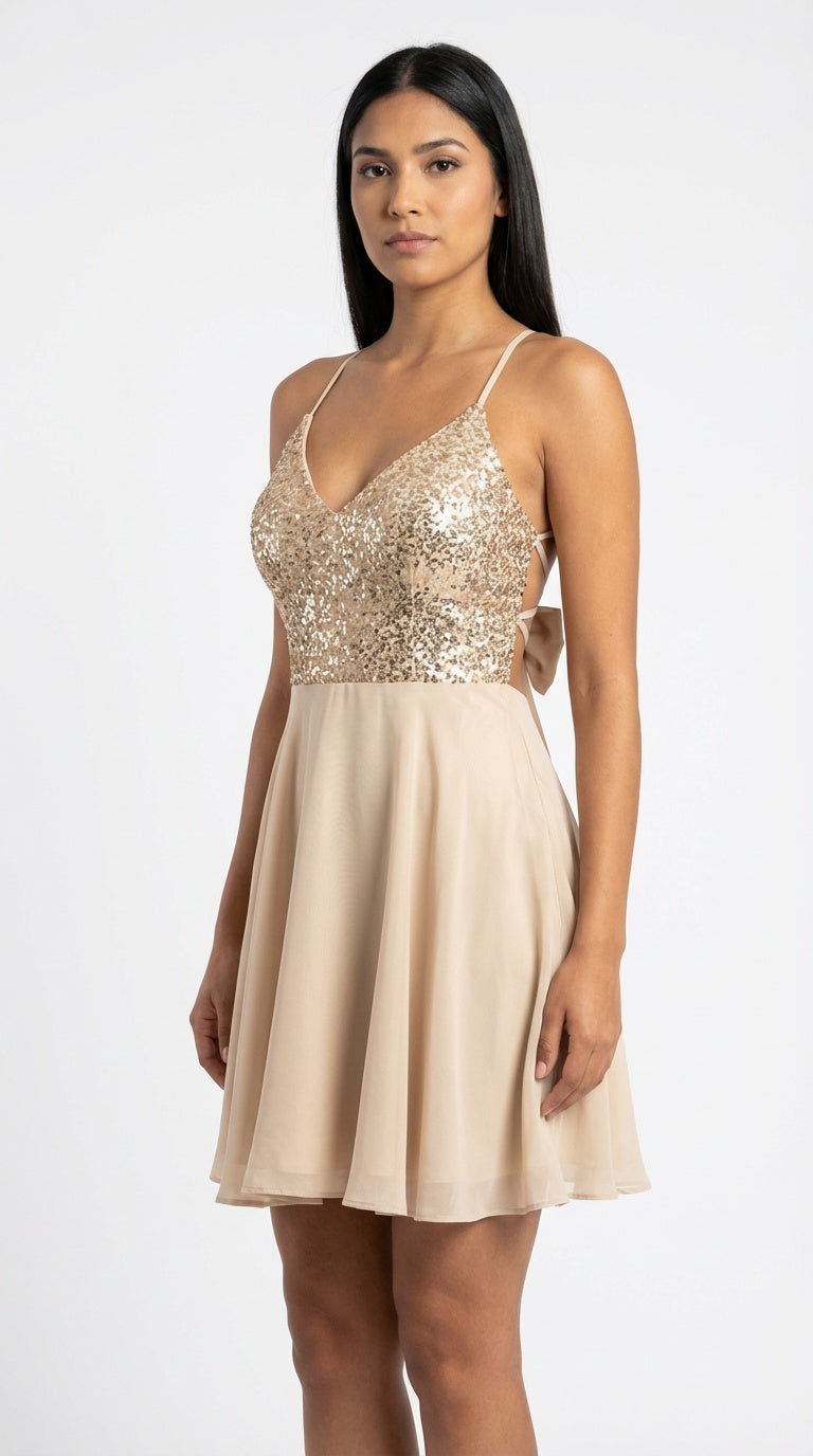 Vestido corto dorado / UV43