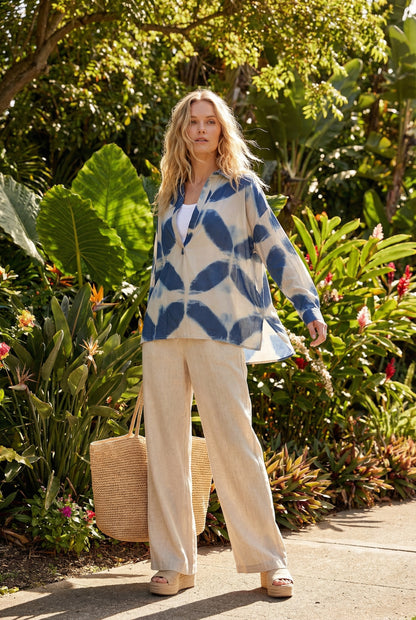 Blusa boho estampada azul / ANB26014