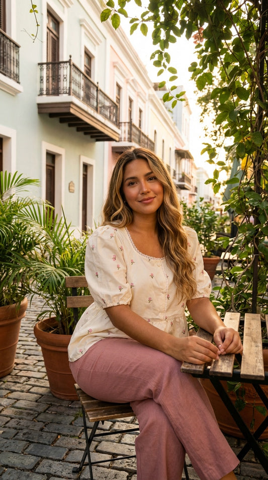 Blusa blanca peplum floral / L14A