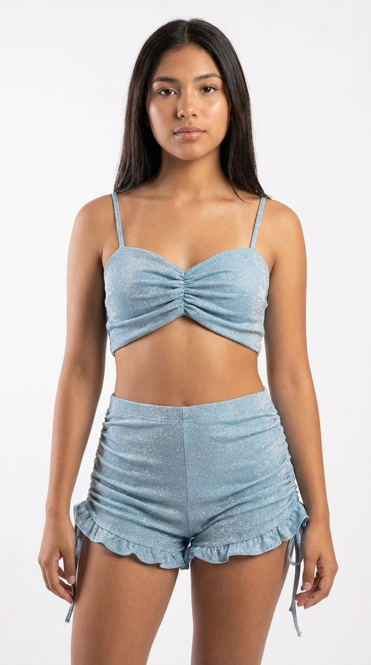 Set azul top y falda drapeada / UV52