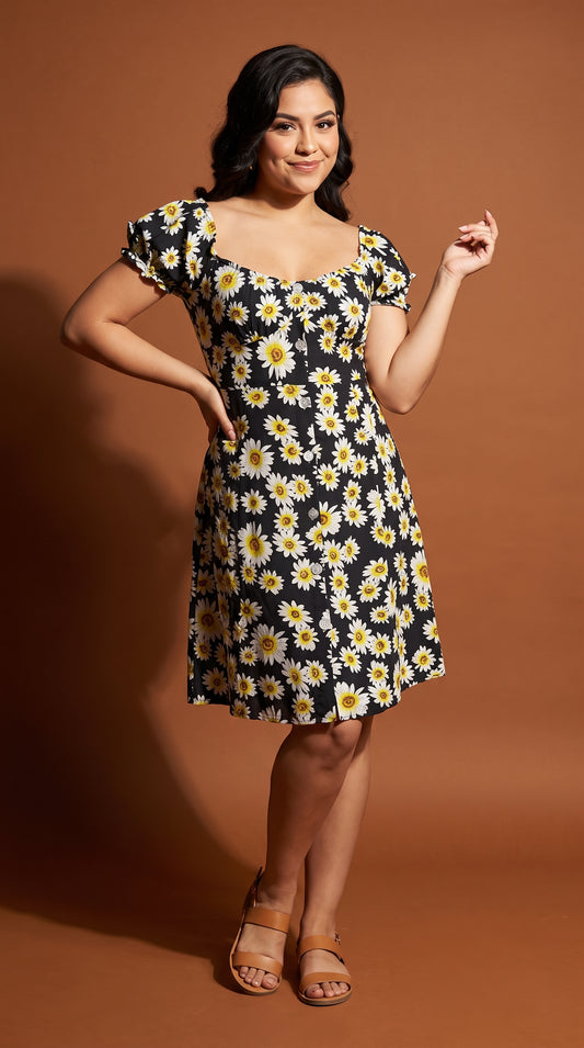 Vestido Midi Floral con Volantes / ANU79
