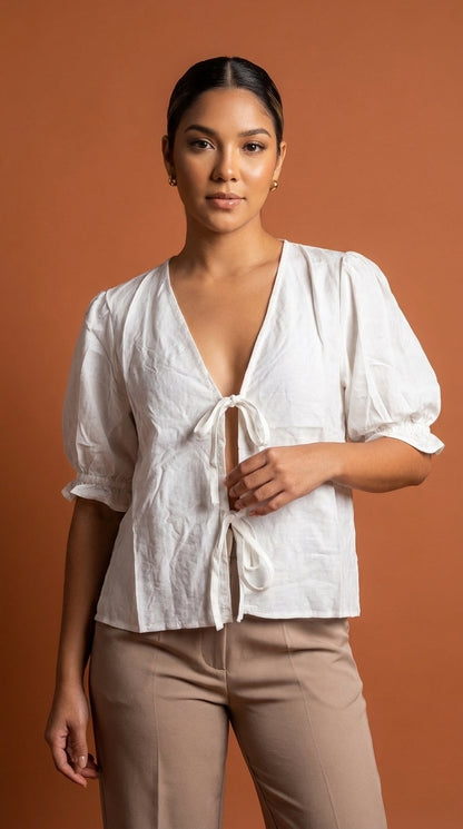 Blusa Blanca Peplum / ANB26075