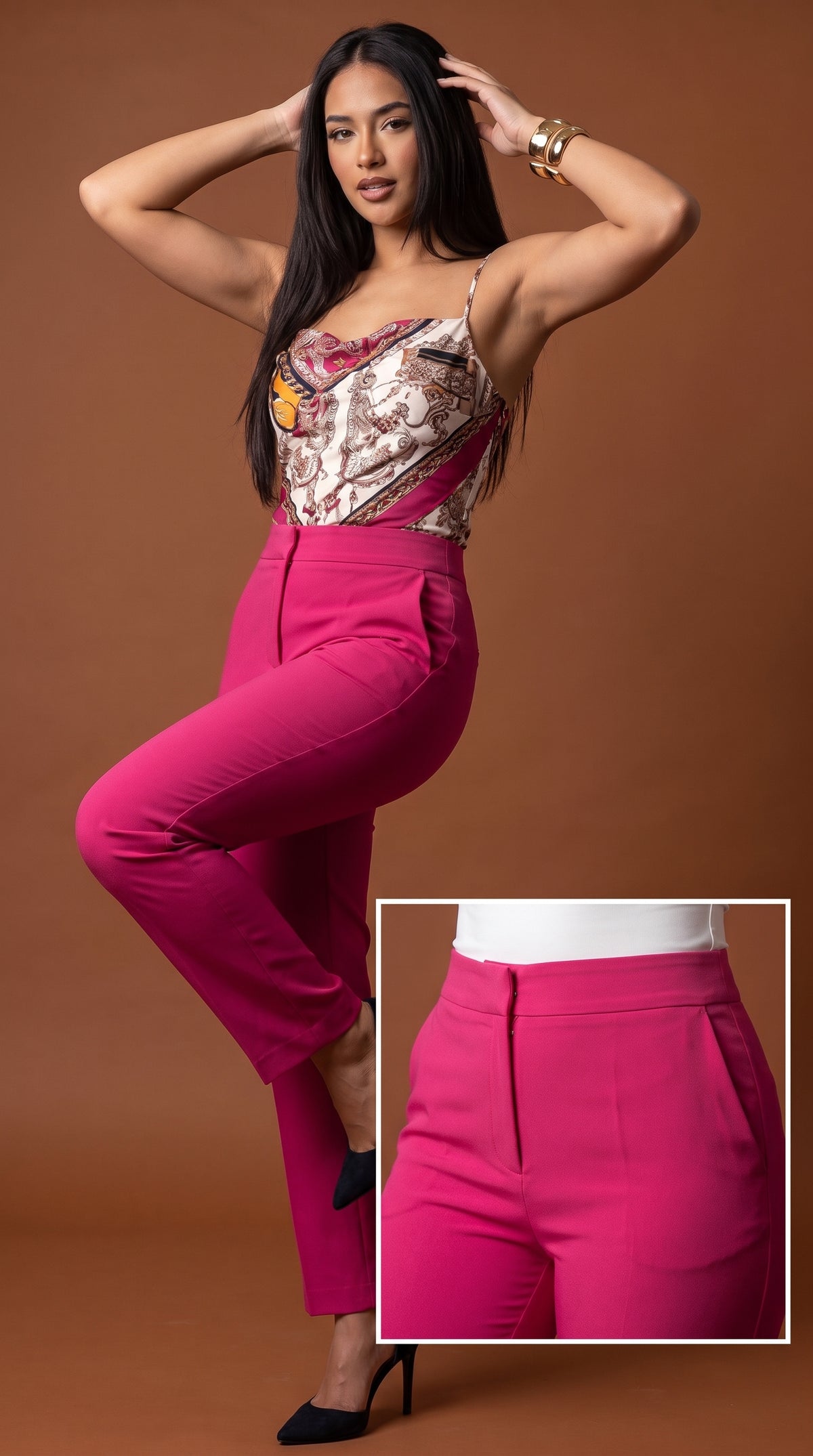 Pantalón recto fucsia / ANE1001-2