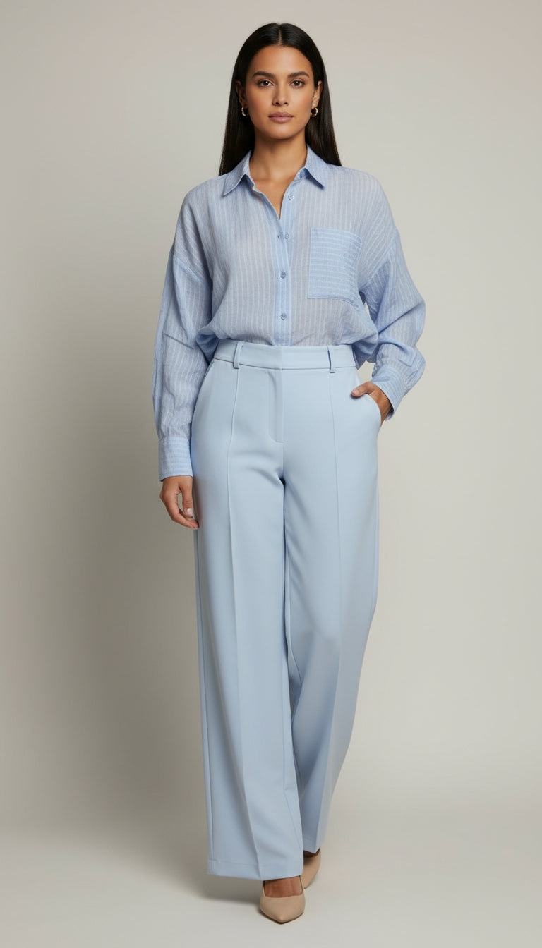 Outfit Oficina Azul Claro Minimalista / OUT32