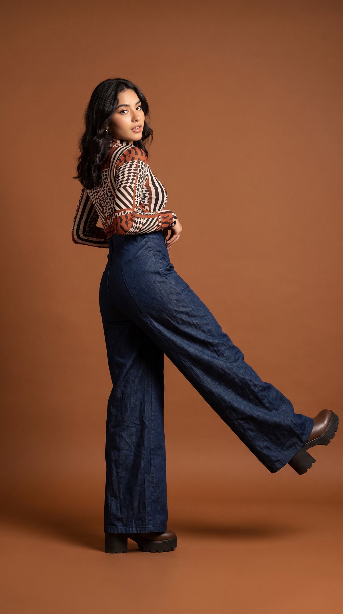 Pantalón Denim Oscuro Palazzo / ANE1001-52