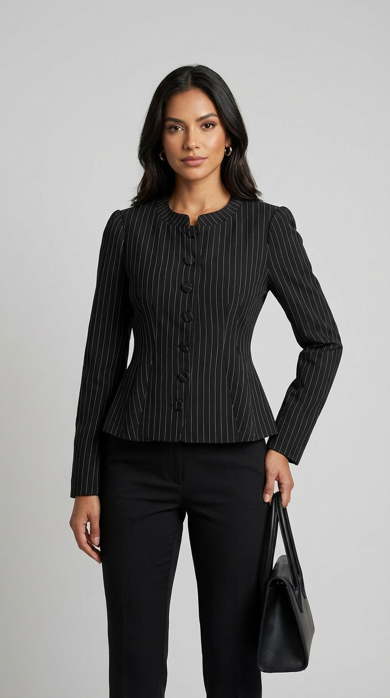 Blusa negra rayas / AO182