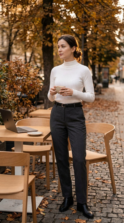 Blusa blanca cuello alto / ANB31