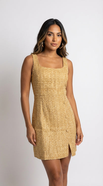 Vestido corto beige textura / L32A