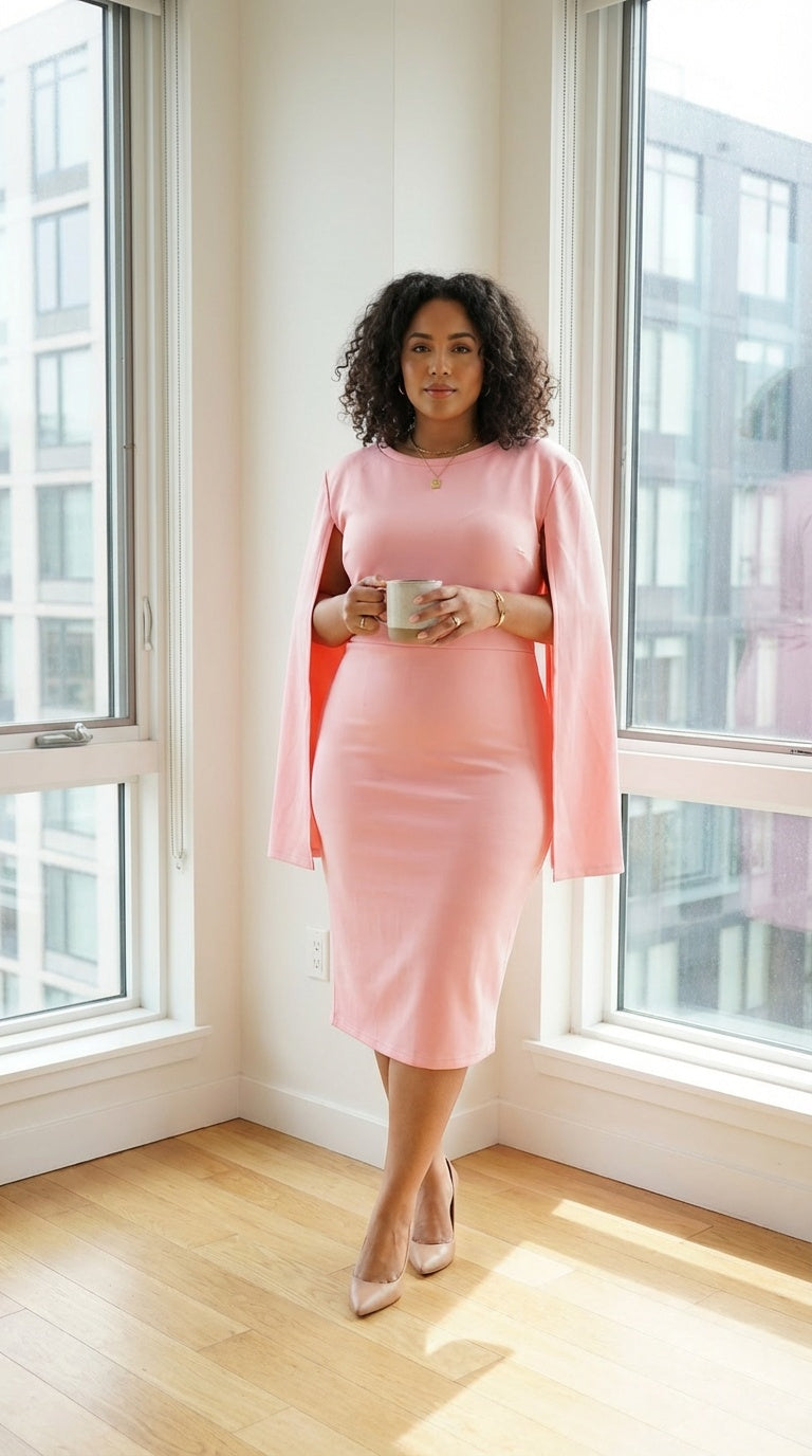 Vestido rosa pastel ajustado AOMEI / AO79