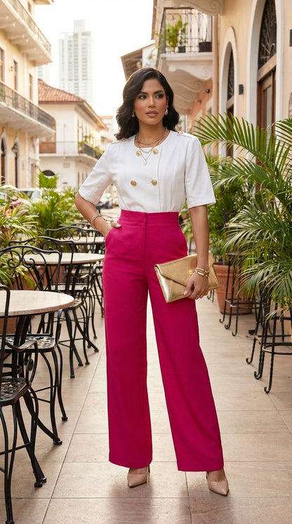 Pantalón palazzo fucsia / ANE1001-6