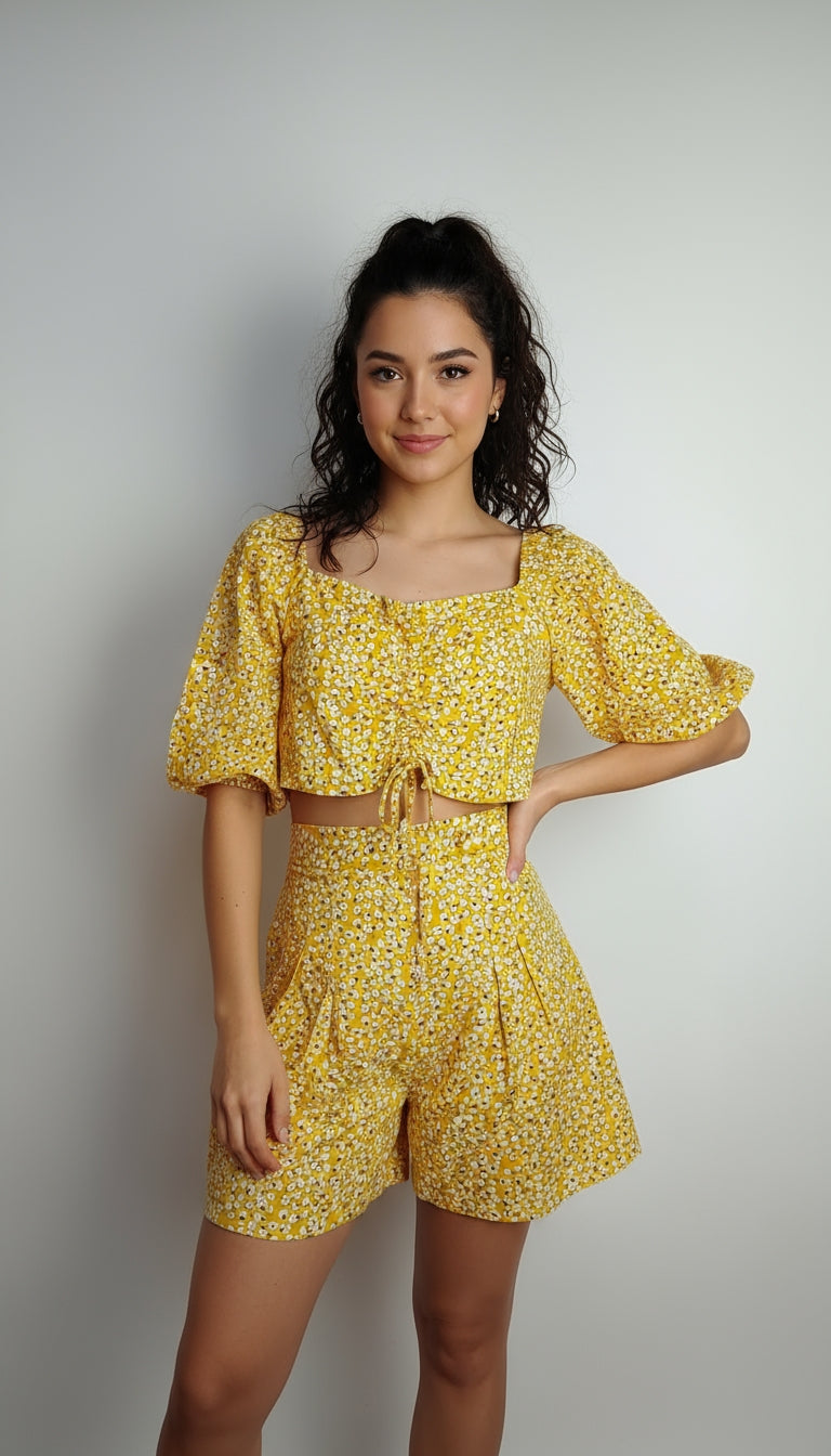 Set amarillo off shoulder / ANS07