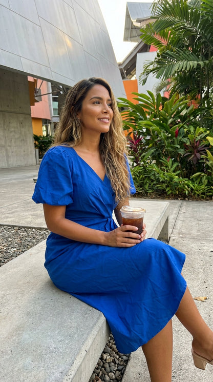 Vestido largo azul cruzado /SH13