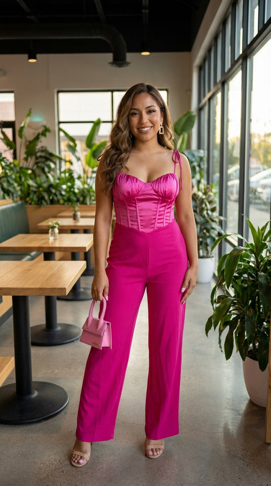 Enterizo fucsia strapless D&M / V463