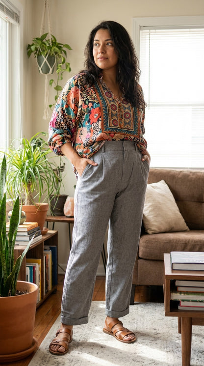 Pantalón recto gris / ANE1001-4