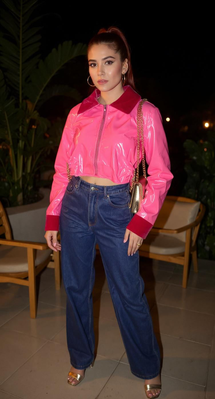 Chaqueta corta vinilo fucsia / V28