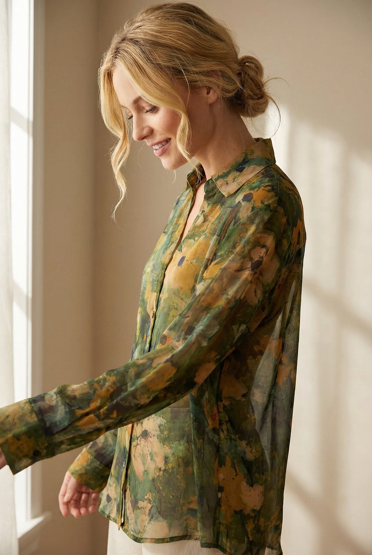 Blusa estampada verde oliva / ANB26011
