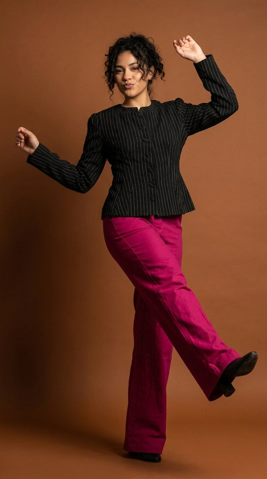 Outfit Oficina Blazer + Pantalón Palazzo Fucsia / OUT06