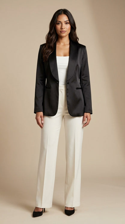 Blazer Negro Ajustado Elegante / ANBL2651