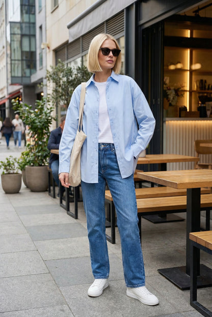 Blusa azul clásica / ANB26013