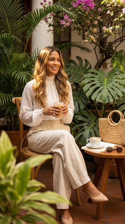 Blusa beige oversize relajada / ANB35