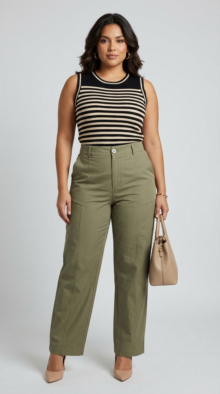 Pantalón verde oliva casual / ANE1001-23