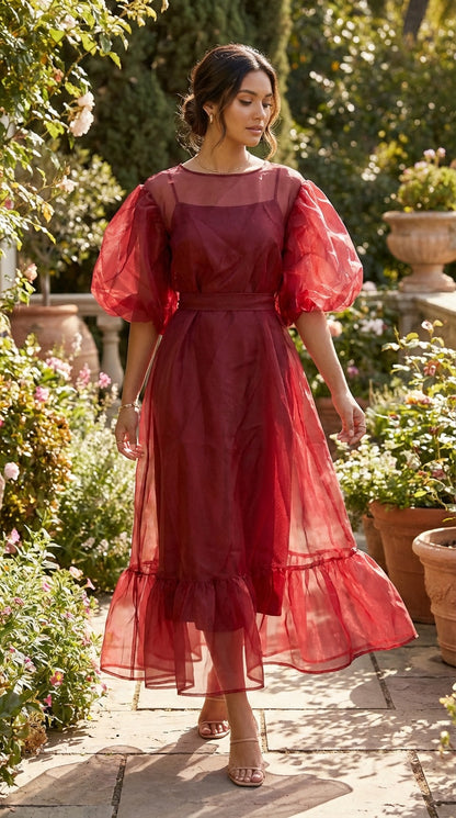 Vestido rojo satín / AO142