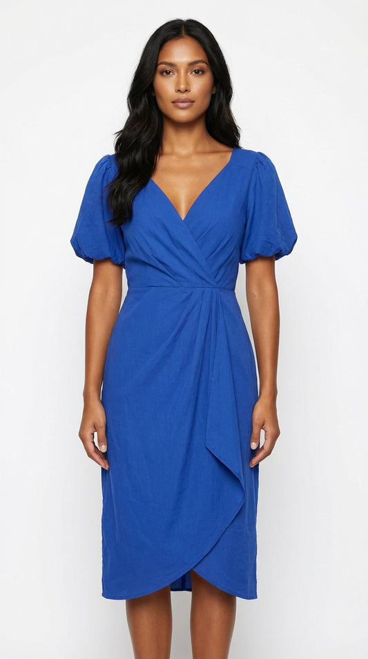 Vestido largo azul cruzado /SH13