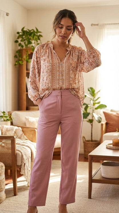 Pantalón palazzo rosado / ANE1001-3