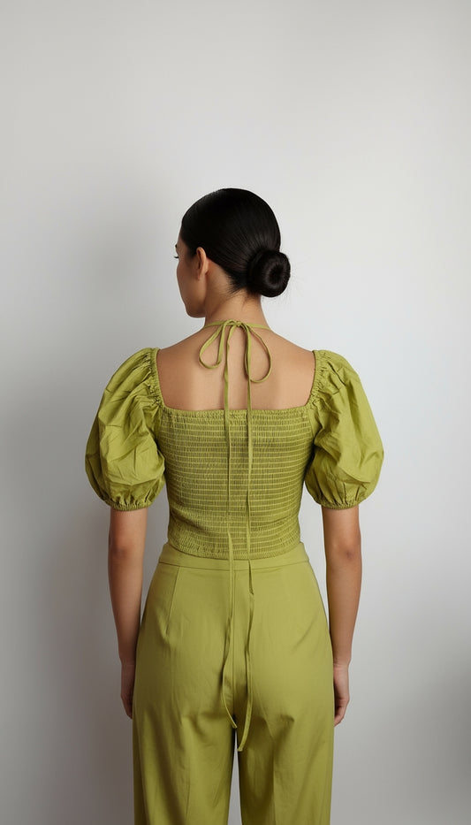 Blusa verde manzana mangas abullonadas / ANB08