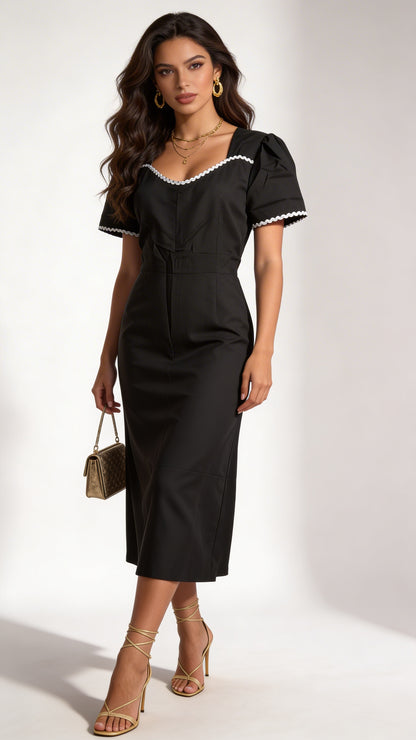 Vestido Negro Midi / L55A