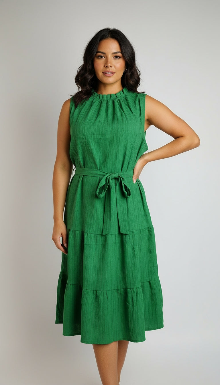 Vestido Verde Elegante Cintura Ajustada / MV05