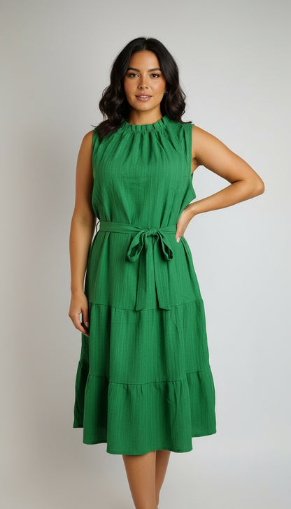 Vestido Verde Elegante Cintura Ajustada / MV05