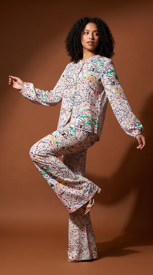 Set Camisa y Pantalón Estampado Abstracto Elegante / ANSET01