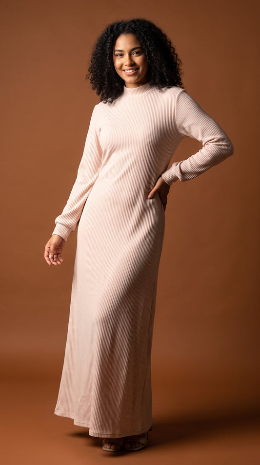 Vestido Nude de Manga Larga / L73A