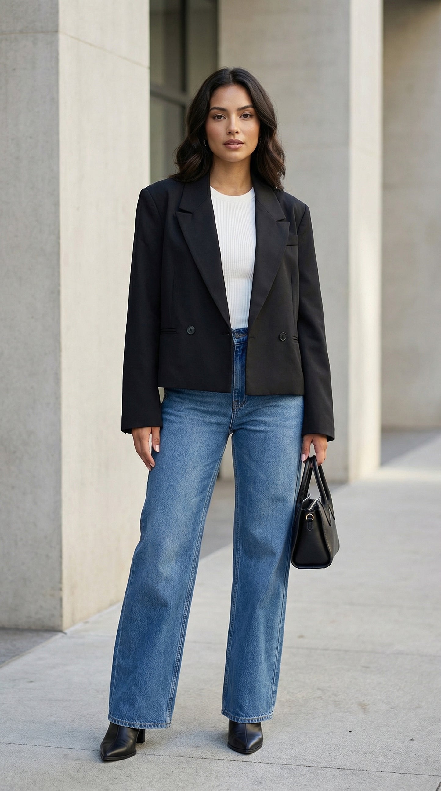 Blazer negro corte recto – ANBL2612