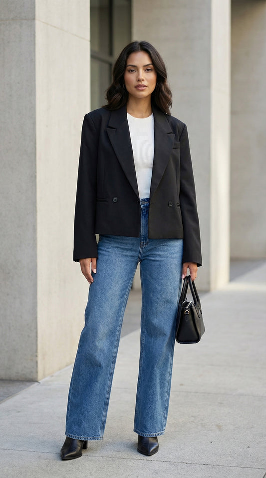 Blazer negro corte recto – ANBL2612