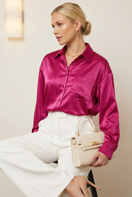 Blusa satinada fucsia / ANB26020