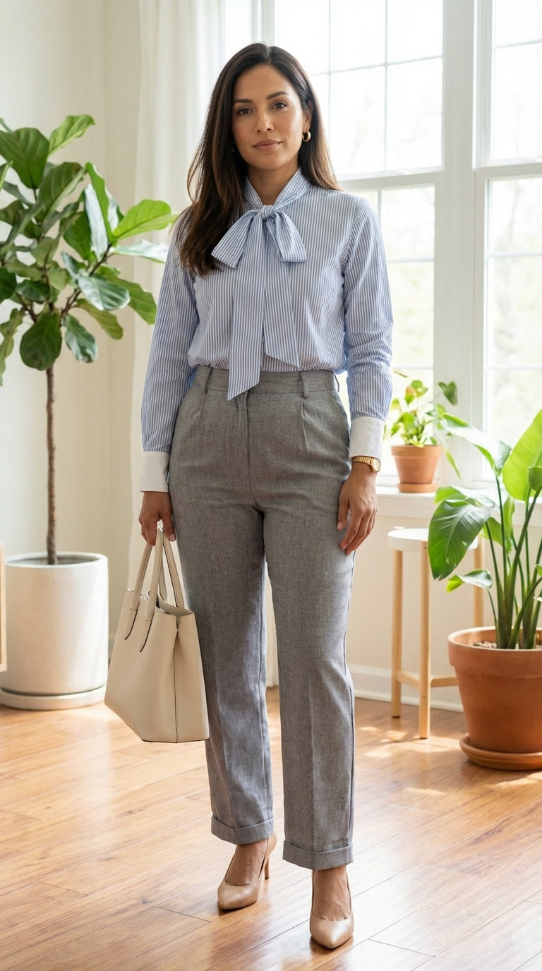Outfit Oficina Camisa & Pantalón Gris / OUT07