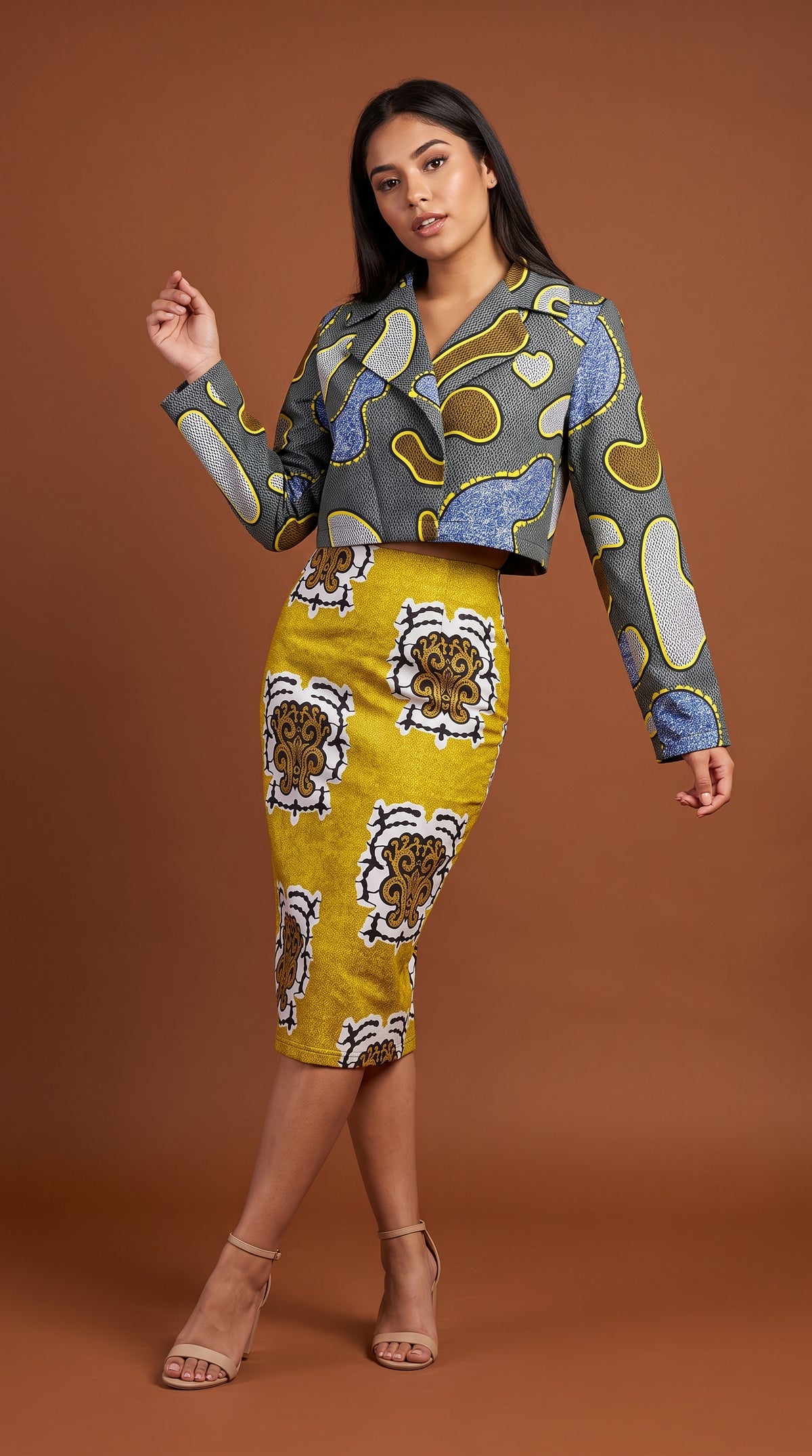 Conjunto falda estampada verde / AO166