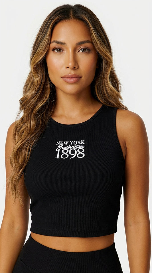 Top negro crop casual / L28A