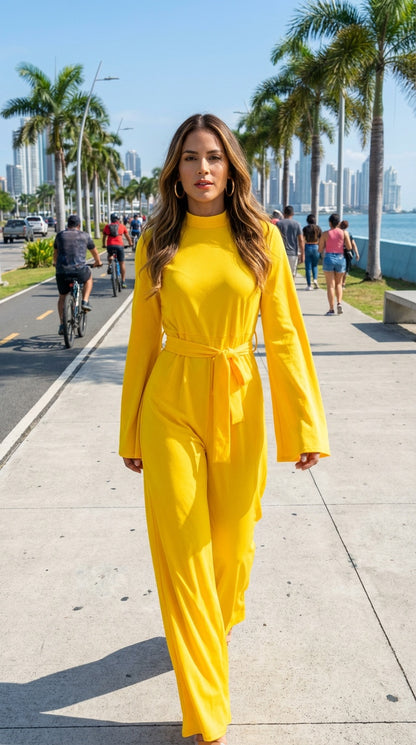 Enterizo amarillo largo / AO168